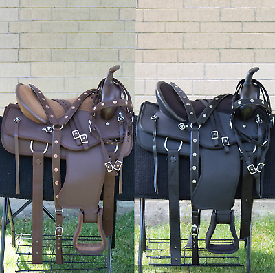 #ad Western Cordura Trail Barrel Pleasure Horse Saddle Synthetic Tack Used $189.48