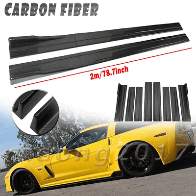 #ad Carbon Fiber Look Side Skirt Lip Splitter Spoiler For Corvette C5 C6 1997 2013 $59.99