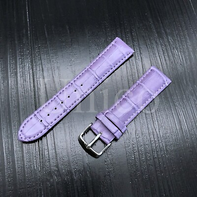 #ad Soft Genuine Leather Watch Band Women Men Purple Strap 14mm 16mm 18mm 20mm 22mm $11.99