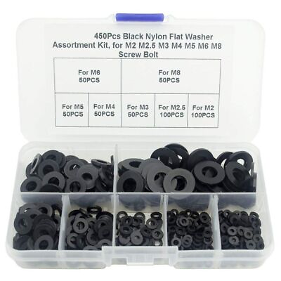 #ad 450Pcs Black Washer Gasket Nylon Assortment Kit Commercial Appliances AU $15.65