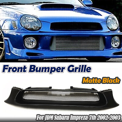 #ad For JDM Subaru Impreza 7th 2002 2003 Front Bumper Hood Grille Grill Matte Black $189.15