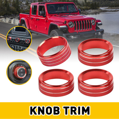 #ad 3*Red Air ConditionerHeadlight Switch Knob Ring Cover Trim for Jeep Wrangler JL $12.34