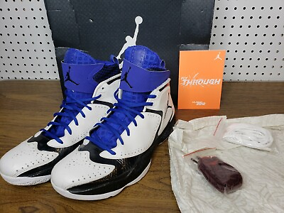 Used Air Jordan 2012 E 508319 181 White Black Blue Basketball Shoes Men#x27;s 13 NBA $109.99