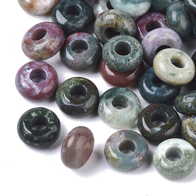 #ad 100pcs Natural Indian Agate European Rondelle Large Hole Beads Loose 10x4.5mm $23.69