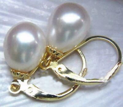 #ad Gorgeous AAA 10 12mm real natural south sea white pearl earrings 14k Yellow Gold $19.99