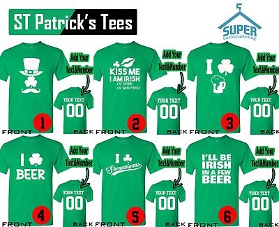 #ad Customize St Patrick#x27;s Day Tees Irish Drinking Party Clover St Patty Shamrock 4 $18.69