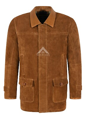 #ad Men#x27;s Leather Car Coat Tan Suede Classic Tailored Soft 100% Suede Jacket 6360 GBP 89.40