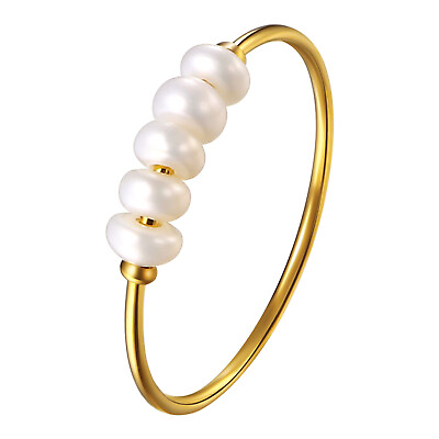 #ad Women Girls Freshwater Pearl Stackable Wedding Ring Promise Band Gift Size 5 9 $11.39