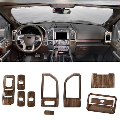 #ad 10x Interior Air Vent Kit Decoration Cover Trim For Ford F150 2015 20 Wood Grain $59.99