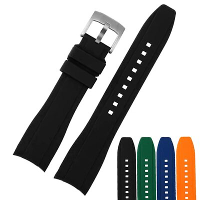 #ad Dexter Top Grade Silicone Curved Lug End Watch Strap Watch Bands For Men amp; Wo... $38.17