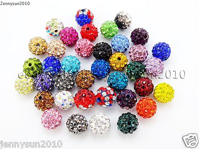 #ad 20Pcs Quality Czech Crystal Rhinestones Pave Clay Round Disco Ball Spacer Beads $1.43