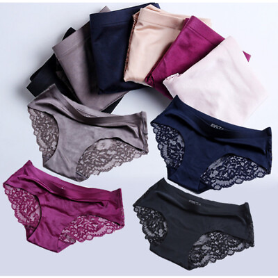 #ad Women Ladies Sexy Underwear Seamless Knickers Panties Sheer Lace Briefs Silk $1.89