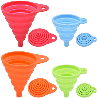 #ad Silicone Collapsible Funnel Set of 4 Pack Small to Large Foldable for Kitchen $5.99