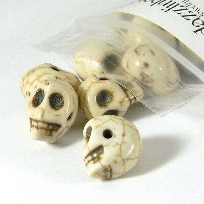 #ad 20 Natural Bone Colored 1 2quot; Horizontal Synthetic Magnesite Skull Stone Beads $8.49