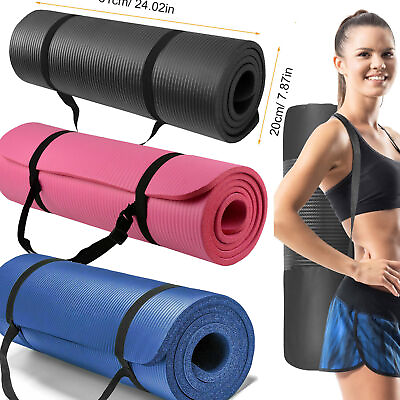 #ad Yoga Mats 0.59inch 15mm Thick Exercise Gym Mat Non Slip w Carry Straps 72*24quot; $30.10