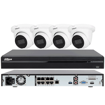 #ad Dahua 8CH NVR 4208 8P 4KS2 4MP IPC HDW2441TM S WizSense Camera CCTV Systems lot $79.80