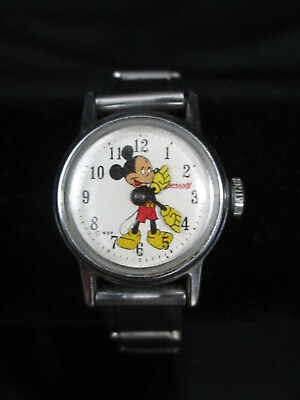 #ad INGERSOLL Mickey Mouse Arabic Numeral Manual Winding Vintage Watch 1950#x27;s Works $49.99