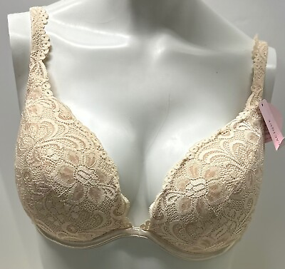 #ad NEW W TAG Cacique Lace Plunge Cleavage Enhancing Bra 40C SIZE No air pads $15.99
