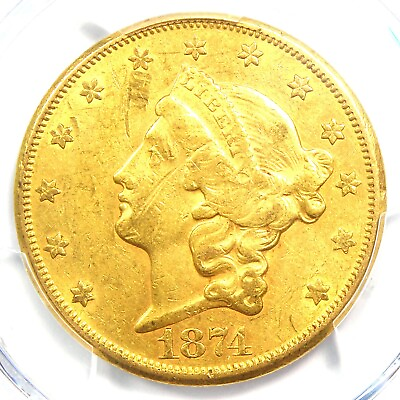 #ad 1874 CC Liberty Gold Double Eagle $20 Coin PCGS Uncirculated Detail UNC MS $7538.25