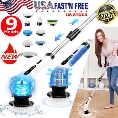 #ad 9IN1 Electric Spin Scrubber Cordless Power Cleaning Brush Rechargeable Cleaner $26.99