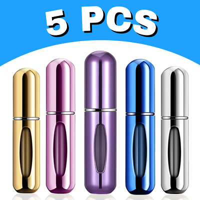 #ad 5 Pcs 5ml Travel Perfume Atomizer Refillable Mini Cologne Spray Bottle Pump Case $10.99