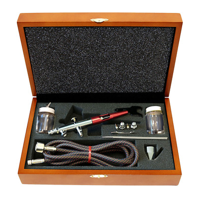 VLST 3WC Paasche Double Action Siphon Feed Airbrush w all 3 Heads amp; Wood Case $132.00