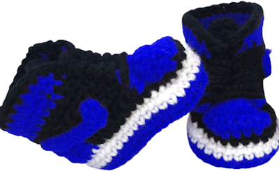 #ad Crochet Baby Sneakers J Basketball Air Handmade Boys Girls Newborn Knit Blue $42.99