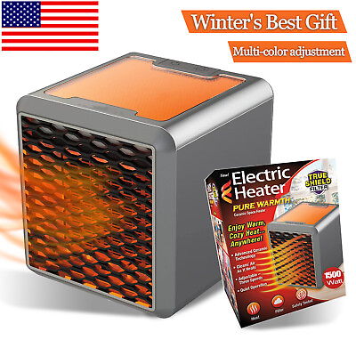 #ad Electric Heater Pure Warmth 1500W Portable Ceramic Space Heater BLUE $10.79
