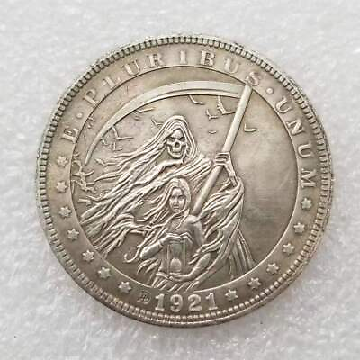 #ad Hobo Coin Hobo Nickel Coin Skull Grim Reaper Controlling Life and Death Y1 $9.90