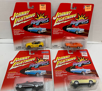 #ad Lot 4 Johnny Lightning Ragtops Cars Cougar BMW Bel Air Buick Super Diecast $19.95