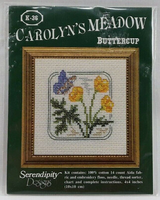 #ad NEW 1990s Serendipity Designs Buttercup K 36 Cross Stitch Mini Kit 4x4 Vntg 6133 $12.00