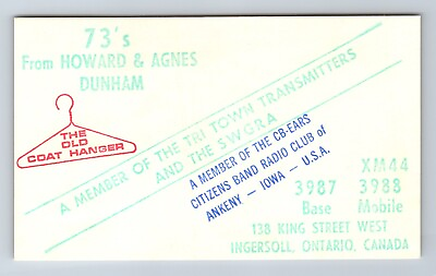 #ad Vintage Ham Radio Amateur QSL QSO Postcard XM44 Ingersoll Ontario $9.95