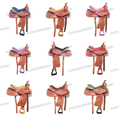 #ad Colorful Crystal amp; Seat Western Leather Barrel Horse Saddle Set 8 Sizes 9 Colors $524.03