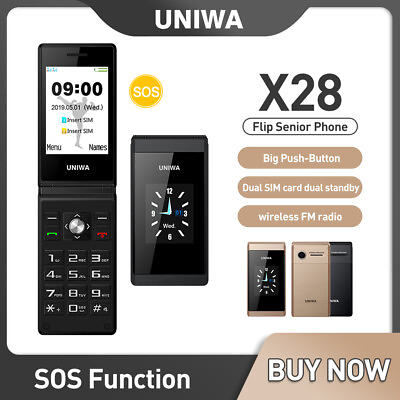#ad UNIWA Unlocked Old Man Flip Mobile Phone Dual Sim GSM Senior Big Button Phone $47.49