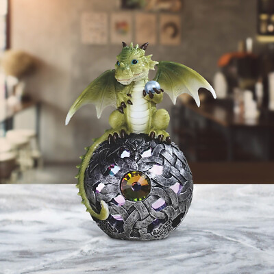 #ad Little Green Dragon LED Globe Statue 7quot;H Fantasy Night Light Figurine Room Decor $36.12