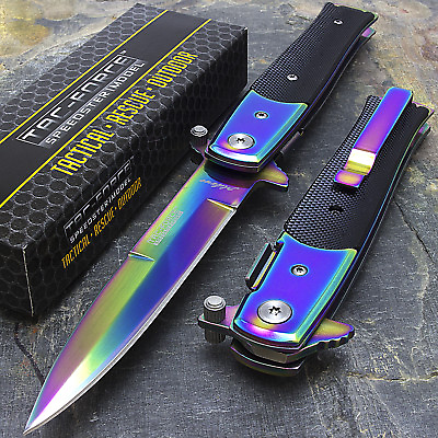 #ad 8.5quot; TAC FORCE RAINBOW SPRING ASSISTED TACTICAL FOLDING POCKET KNIFE EDC Open $7.95