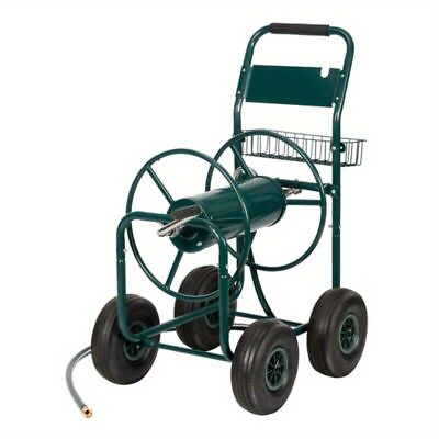 #ad 4 Wheel Garden Hose Reel Cart Durable Metal Portable Water Pipe Storage $79.93