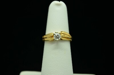 #ad GORGEOUS 14K YELLOW GOLD ROUND DIAMOND RING WITH SMALLER DIAMOND ACC GOLD 1069 $349.51