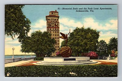 #ad Jacksonville FL Florida Memorial Park Park Lane Apts Vintage c1952 Postcard $6.99