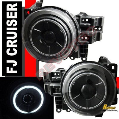 #ad Black G3 Halo Angel Eye Projector Headlights For 2007 2014 Toyota FJ Cruiser $215.00
