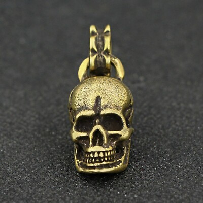 #ad Pure Brass Handmade Skull Keychain Pendant Punk Miniature Tea Pet Ornament Gift $8.99