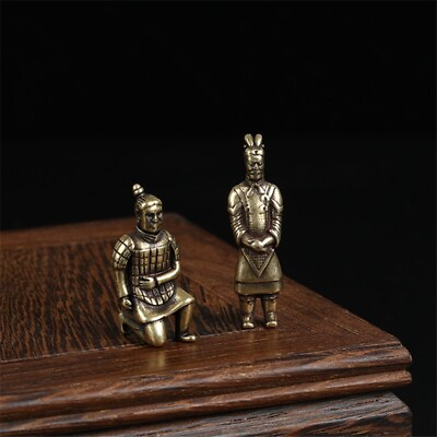 #ad Pure Brass Mini Army Samurai Figurine Key Chain Pendant Soldier Hanging Craft $9.99