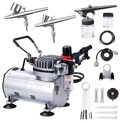 #ad Airbrush Kit with Compressor 1 5HP Motor with MAX100 PSI Professional Airbr... $251.23