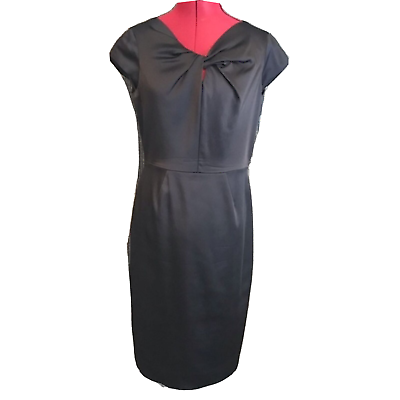 #ad Tahari ASL Dress Women’s Size 8 Black Cap Sleeve Knotted Front Sheath Dress $29.99