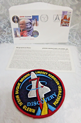 #ad DISCOVERY 7 NASA PATCH John Glenn Letter with Stamp amp; Note Space Memorabilia $22.00
