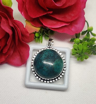 #ad Beautiful 100% Tibetan Turquoise Handmade German Silver Pendant 84 CTs Pendant. $26.48