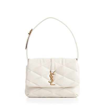 #ad SAINT LAURENT 2850$ LE 57 YSL Hobo Bag Quilted Lambskin Vintage White $2120.75