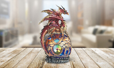 #ad 6quot;H Red Dragon LED Orb Light Statue Fantasy Night Light Figurine Room Decor $29.41