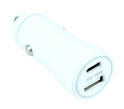 #ad 2 Port USB Car Charger Adapter Type A and C 12v QUICK CHARGE White $4.99