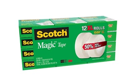 #ad Scotch Magic Tape Refill 12 Rolls 3 4quot; x 1500quot; per Roll Original Matte Finish $32.99